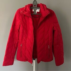 Nine West Quilted Red Puffer Coat Jacket